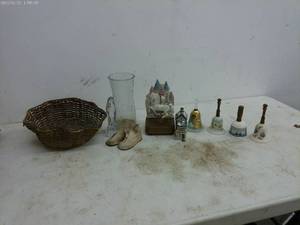 lot 474 image: Vintage Decorative Collectible Lot with Bells and Figures