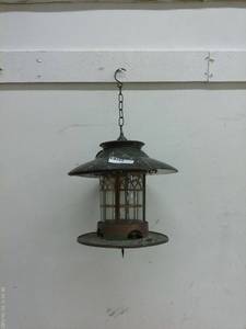 lot 484 image: Vintage Hanging Metal Bird Feeder with Chain