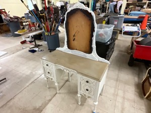 lot 343 image: Vintage Wooden Vanity Desk with Drawers