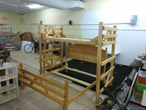 lot 431 image: Beautiful Wooden Bunk Bed. Full over Queen.