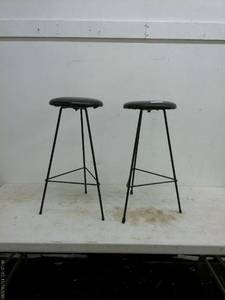 lot 20 image: Set of Two Black Metal Bar Stools