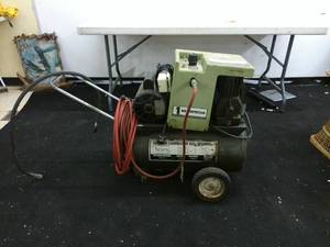 lot 465 image: Sears Portable Air Compressor with Gauge and Hose