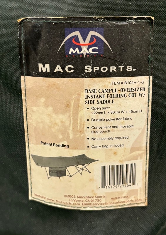 Mac sports folding cot best sale