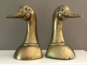 Vintage Brass Duck Bookends