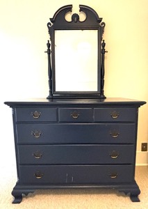 Vintage Navy Blue Vintage Dresser with Mirror