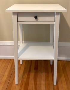 Petite White Accent Table with Drawer