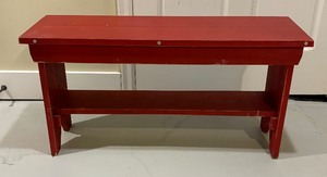 Red Painted Wooden Bench