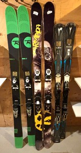 Three Pairs of Rossignol and Armada Downhill Skis