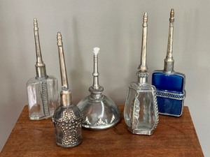 Five Decorative Glass Moroccan Perfume Bottles