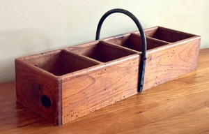 Decorative Divided Wooden Crate with Metal Handle
