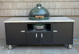 Green Egg Grill with Custom Table on Casters