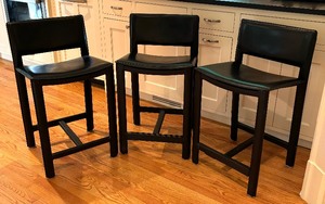 Three Room and Board Beautiful Black Leather Barstools