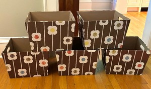 Five Beautiful Brown Floral Bins