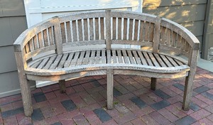 Curved Back Wooden Outdoor Bench