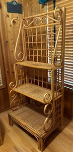 lot 4 image: Bent Bamboo and Rattan Shelf