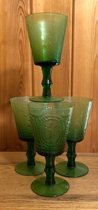 lot 66 image: Set of Four Vintage Green Footed Goblets