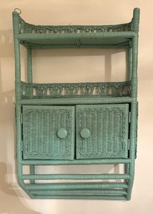 lot 76 image: Vintage Wall Mounted Vaniet Cabinet Shelf with Towel Bars
