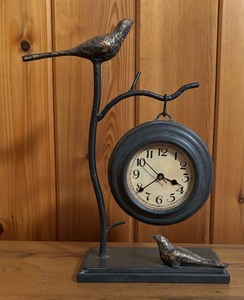 lot 97 image: Metal Bird Motif Clock