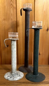 lot 173 image: Grouping of Three Distressed Candle Holders