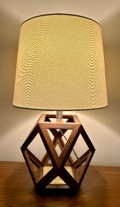 lot 250 image: Threshold Geometric Wood Accent Lamp Brown