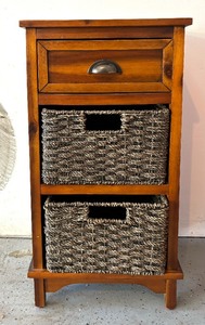 lot 265 image: Accent Table with Decorative Wicker Baskets