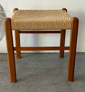 lot 271 image: Danish Style Teak Stool with Woven Top