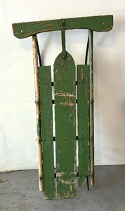 lot 274 image: Vintage Wooden Sled with Metal Runners
