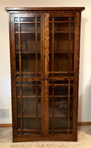 lot 7 image: Arts and Crafts Style Glass Front Display Cabinet