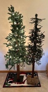 lot 376 image: Two Festive Trees and Holiday Themed Rug