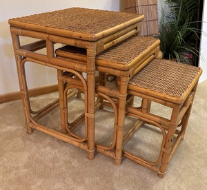 lot 39E image: Set of Three Bamboo Nesting Tables