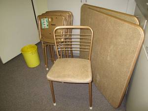 lot 41 image: 2 card tables with 4 chairs...
