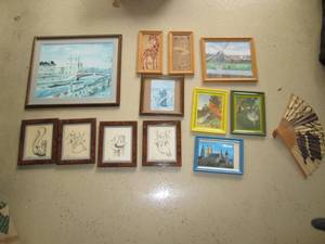 lot 127 image: Pictures, folding fan and more...