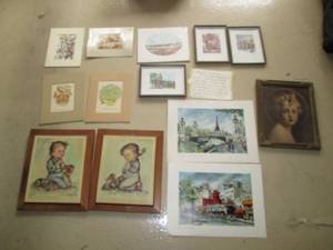 lot 128 image: Assorted vintage wall art...