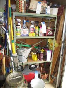 lot 132 image: Metal shelf approx 5 tall...