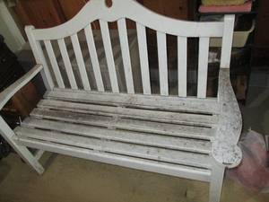 lot 134 image: White wood park bench...