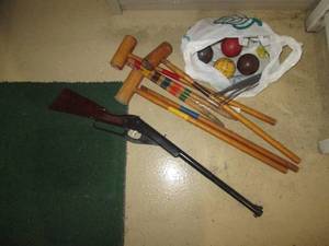 lot 140 image: Croquet set and and a BB gun...