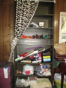 lot 232 image: Contents of shelf including a drill...