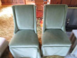 lot 159 image: Pair of Sage green velvet style ban...