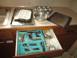 lot 181 image: Baking pans, utensils and silverwar...