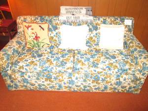 lot 200 image: Sofa bed with pillows and a Hutchin...
