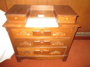 lot 1 image: 1890s walnut chest with marble top,...