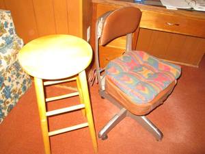 lot 198 image: Wood stool and chair...