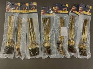 lot 6 image: 1.6 - Gold Stainless Steel Tableware Set - 6 packs