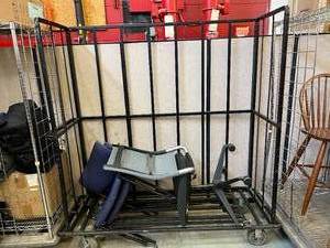 lot 3 image: Heavy Duty Steel Mobile Storage Cart Truck - In Good Condition Approx 70.5 x 23 x 63 Items On Cart NOT included