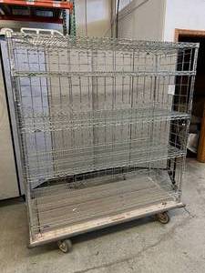 lot 5 image: InterMetro 5-Tier Adjustable Chrome-Plated Wire Cart Mobile Shelving Storage Truck - NSF Approved - In Good Condition (Approx 69.5 x 24 x 60)