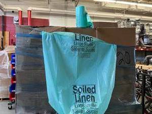lot 7 image: MSRP $1200  20 Cases (250 bags per case) NEW Medegen Medical Products X2304 30.5 x 41 Soiled Linen Bag 1.2 MIL - Mint Green - These make awesome garbage bags too