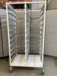 lot 24A image: MSRP $3800 Belintra Sterilization Transport Trolley Rack Storage System With Antimicrobia lBACT-O-STOP Coating - Like New Condition - 10 Wire Shelves Included&nbsp70.5 x 25.75 x 35.25
