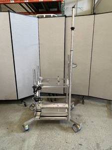 lot 29 image: $$$$ Maquet Getinge 70105.4184 Stainless Steel Sprinter Cart XL with I.V. Pole - Appears New