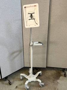 lot 39 image: MSRP $1000 Lilitab H H40HUB Industrial Grade Mobile Gooseneck iPad Kiosk Tablet Holder With Locking Wheels - Like New Condition