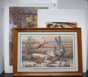 lot 19 image: Nice Lot of Framed & Unframed Advertising Wildlife Prints - Schmidt Beer etc